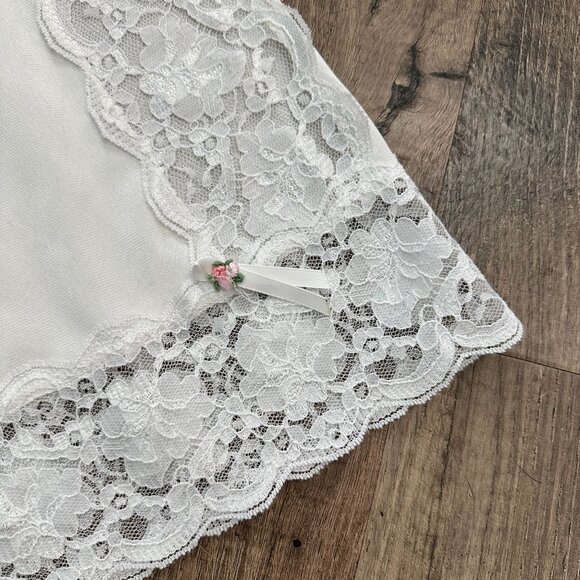 Women's Silky/Satin White Lace Slip Skirt - Picture 3 of 5